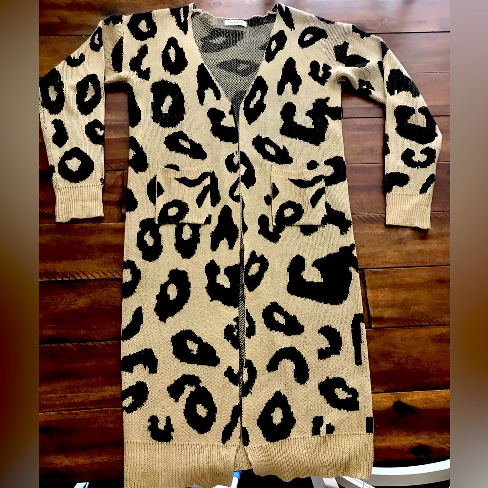 Animal Print Leopard, Cheetah Print Long Cardigan, Duster, Sweater